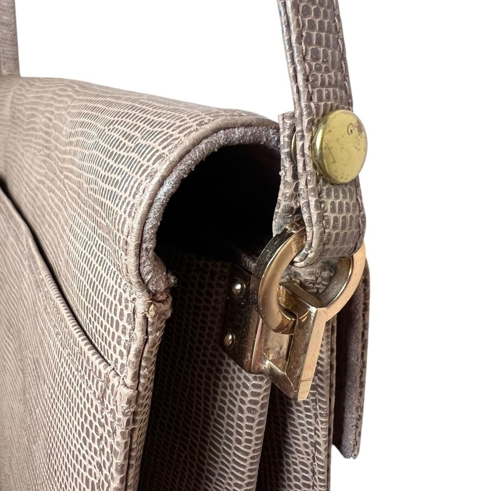 VTG 70s Jay Herbert New York Beige Reptile Lizard Leather Shoulder Bag Purse - Picture 7 of 16